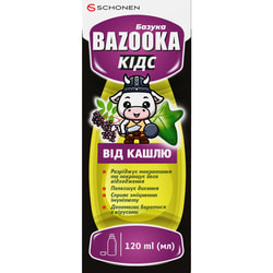 Базука Кідс еліксир від сухого кашлю, знижує в’язкість мокротиння, полегшує його відходження флакон 120 мл