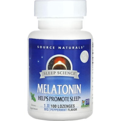 Мелатонін SOURCE NATURALS (Сорс Нейчералс) Melatonin м'ята 1 мг льодяники флакон 100 шт