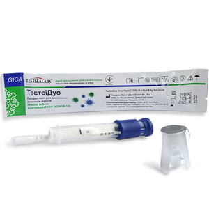 ТестсіДуо TESTSEALABS (Тестсілабс) Експрес-тест для визначення антигенів вірусів А та В, коронавірусу COVID-19 1 шт