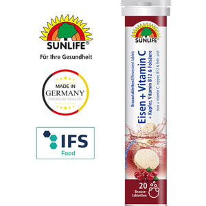 Вітаміни SUNLIFE (Санлайф) Eisen + Vitamin C Залізо + Вітамін С таблетки шипучі зі смаком вишні туба 20 шт