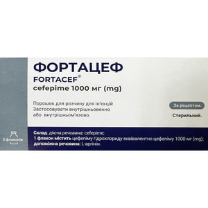 Фортацеф пор. д/р-ну д/ін. 1000мг фл. №5