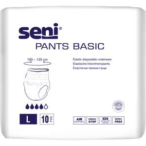 Подгузники-трусы для взрослых Seni (Сени) Pants Basic Large (Пантс Базик Лардж) впитывающие размер 3 10 шт