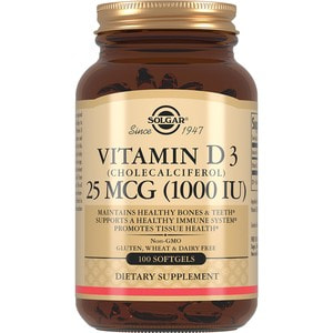 Вітамін Д3 SOLGAR (Солгар) Vitamin D3 (Cholecalciferol) (1,000 IU) капсули по 1000 МО флакон 100 шт
