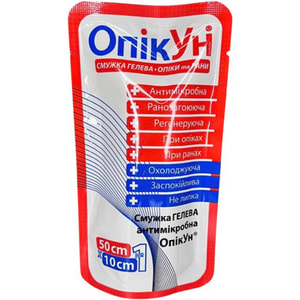 Опикун повязка (полоска) гелевая при ожогах и ранах размер 10 см x 50 см 1 шт
