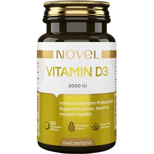 Витамины NOVEL (Новел) Vitamin D3 2000 МЕ Витамин Д3 таблетки жевательные со вкусом ананаса 60 шт