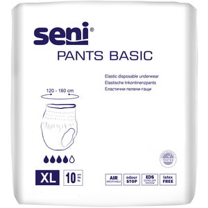 Подгузники-трусы для взрослых Seni (Сени) Pants Basic Extra Large (Пантс Базик Экстра Лардж) впитывающие размер 4 10 шт
