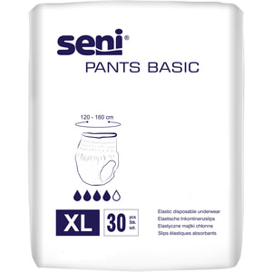 Подгузники-трусы для взрослых Seni (Сени) Pants Basic Extra Large (Пантс Базик Экстра Лардж) впитывающие размер 4 30 шт