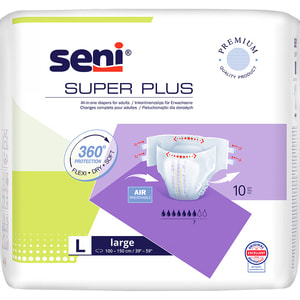 Подгузники для взрослых Seni (Сени) Super Plus Large (Супер Плюс Ладж) AIR размер L/3 10 шт