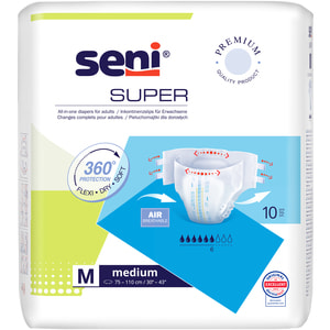 Подгузники для взрослых Seni (Сени) Super Plus Medium (Супер Плюс Медиум) AIR размер M/2 10 шт