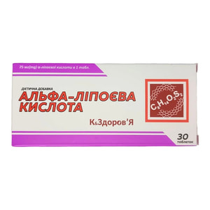 Альфа-ліпоєва кислота К&Здоров'я таблетки дієтична добавка 30 шт