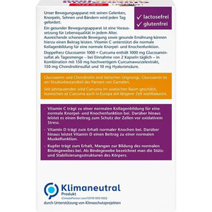 Доппельгерц Актив Глюкозамін + Куркума 1000 + Вітамін С таблетки для підтримки хрящів та кісток та м’язів 4 блистера по 10 шт