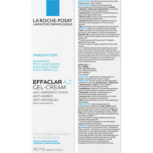 Гель-крем для лица La Roche-Posay (Ля Рош-Позе) Эфаклар А.З. с комплексом 3 кислот для уменьшения недостатков проблемной кожи, коррекции морщин 40 мл