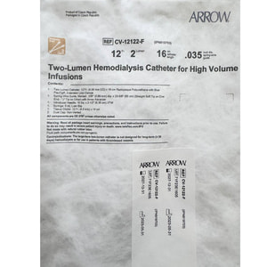 Набор для гемодиализной катетеризации двухпросветный с катетером BlueFlexTip для вливания больших объемов размер 12 Fr х 16 см CV-12122-F
