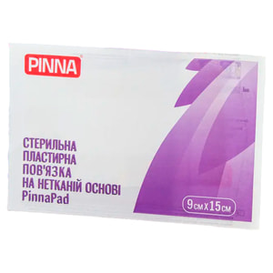 Пов'язка медична PinnaPad (Піннапад) для ран пластирна стерильна (пластир) нетканна розмір 9 см x 15 см 1 шт