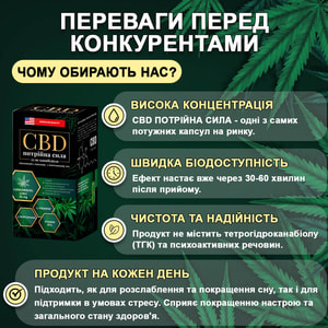 Тройная сила CBD (КБД) способствует уменьшению ощущения тревожности и психоэмоционального напряжения, стресса флакон 60 шт