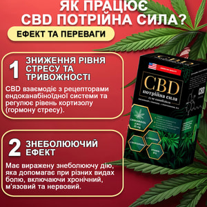 Тройная сила CBD (КБД) способствует уменьшению ощущения тревожности и психоэмоционального напряжения, стресса флакон 60 шт