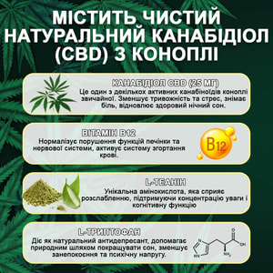 Потрійна сила CBD (КБД) сприяє зменшенню відчуття тривожності та психоемоційної напруги, стресу флакон 60 шт