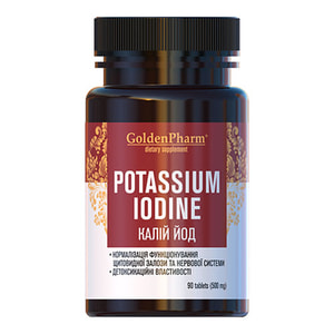 Калій йод таблетки для нормалізації функціонування щитовидної залози та нервової системи банка 90 шт