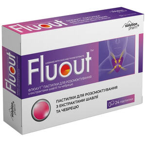 Флюаут пастилки для розсмоктування з екстрактами шавлії та чебрецю 2 блістери по 12 шт