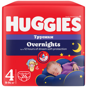 Підгузки-трусики для дітей HUGGIES (Хагіс) Pants (Пентс) Overnights 4 от 9 до 14 кг 26 шт