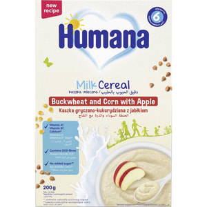 Каша молочна суха HUMANA (Хумана) Гречано-кукурудзяна з яблуком продукт прикорму для дітей з 6-ти місяців 200 г