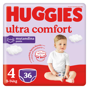 Підгузки-трусики для дітей HUGGIES (Хагіс) Ultra Comfort (Ультра комфорт) унісекс 4 від 9 до 14 кг 36 шт