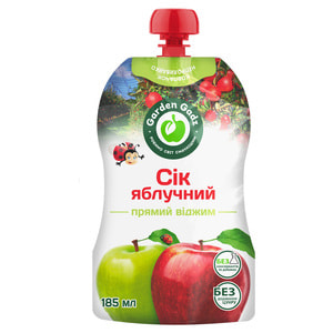 Сок прямого отжима детский GARDEN GADZ (Гарден Гадз) яблочный 185 мл