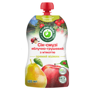 Сок-смузи детский GARDEN GADZ (Гарден Гадз) яблочно-грушевый с мякотью 185 мл