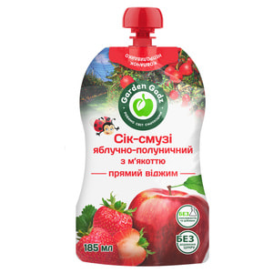 Сок-смузи детский GARDEN GADZ (Гарден Гадз) яблочно-клубничный с мякотью 185 мл