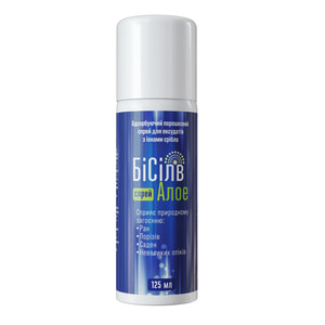 БиСилв Алоэ спрей абсорбирующий минеральный порошок с 2,5% ионного серебра и алоэ вера ранозаживляющий флакон 125 мл