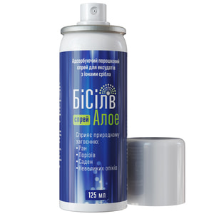 БиСилв Алоэ спрей абсорбирующий минеральный порошок с 2,5% ионного серебра и алоэ вера ранозаживляющий флакон 125 мл