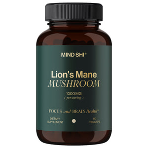 Їжовик гребінчастий MIND SHI (Майн Ші) Lion's Mane Mushroom 1000 мг капсули для підтримки когнітивних функцій, пам’яті флакон 60 шт