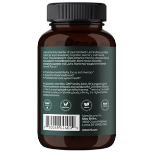 Їжовик гребінчастий MIND SHI (Майн Ші) Lion's Mane Mushroom 1000 мг капсули для підтримки когнітивних функцій, пам’яті флакон 60 шт