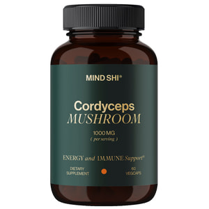 Кордицепс MIND SHI (Майн Ши) Cordyceps Mushroom 1000 мг капсулы для поддержания иммунной системы, повышения выносливости флакон 60 шт
