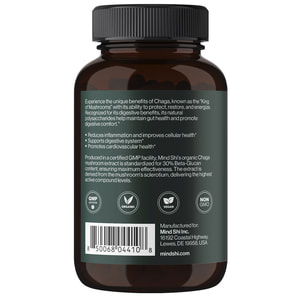 Чага MIND SHI (Майн Ші) Chaga Mushroom 1000 мг капсули для зміцнення імунної системи, підтримки антиоксидантного захисту флакон 60 шт