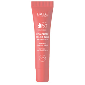 Бальзам-тінт для губ та щік BABE LABORATORIOS (Бабе Лабораторіос) Sun Protection сонцезахисний з гіалуроновою кислотою та пептидами pink SPF 50 20 мл