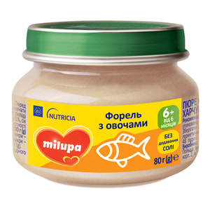 Пюре овочево-рибне Нутриція Milupa (Мілупа) Форель з овочами для дитячого харчування від 6 місяців 80 г
