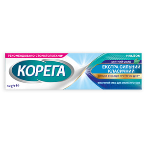 Крем фіксуючий для зубних протезів Корега Екстра Сильний Класичний М'ятний смак 40 г