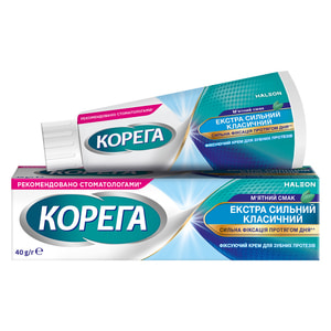 Крем фіксуючий для зубних протезів Корега Екстра Сильний Класичний М'ятний смак 40 г