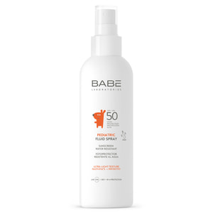 Флюид-спрей детский BABE LABORATORIOS (Бабе Лабораториос) Pediatric (Педиатрик) солнцезащитный SPF 50 с пантенолом и пребиотиком 200 мл