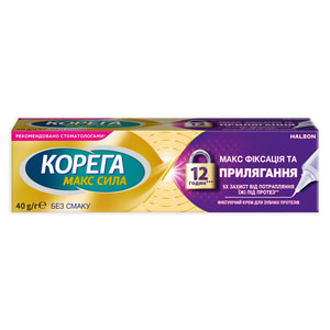 Фиксирующий крем для зубных протезов Корега МАКС фиксация и прилегание без вкуса 40 г