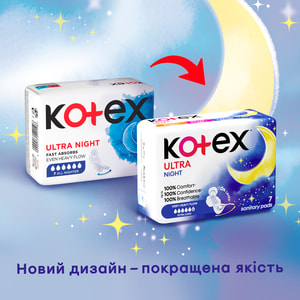 Прокладки гигиенические женские KOTEX (Котекс) Ultra Night (Ультра найт) 7 шт