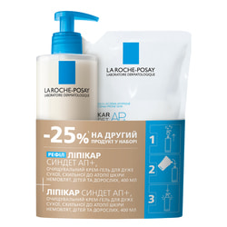 Набір La Roche-Posay (Ля Рош-Позе) Ліпікар Сіндет АП + Крем-гель очищуючий 400 мл + Ліпікар Крем-гель очищуючий рефіл 400 мл