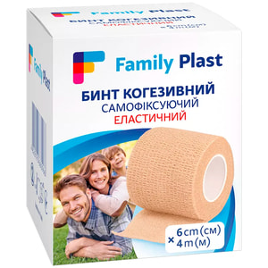 Бинт медицинский самофиксирующий Family Plast (Фемили пласт) когезивный эластичный размер 6 см х 4 м 1 шт
