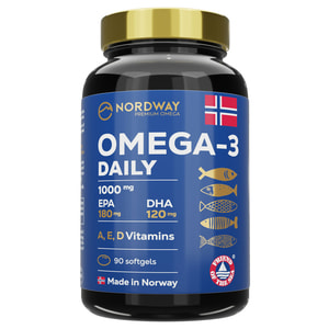 Омега-3 Дейлі Nordway Daily Omega-3 (Нордвей) капсули 1000 мг загальнозміцнюючої дії флакон 90 шт