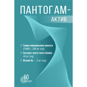Пантогам-Актив капсули для нормальної роботи нервової системи, усуненню розладів пам'яті, зниженню втоми контейнер 60 шт