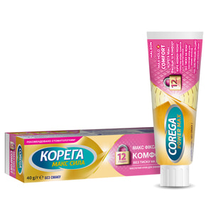 Крем для фиксации зубных протезов Корега Макс Фиксация + комфорт без вкуса 40 г ИМН