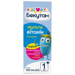 Бекутан Кідс Вітс Мультивітамін сироп для доповнення харчування, підтримки росту та розвитку дітей флакон 100 мл