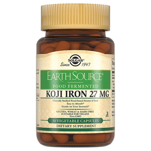 Железо в ферментированной культуре Коджи SOLGAR (Солгар) поддерживает функции иммунной системы, энергетический баланс капсулы по 27 мг флакон 30 шт