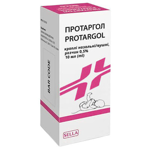 Протаргол крап. назал./вушні р-н 0,5% фл. 10мл